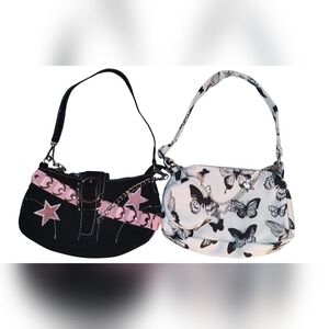 Small Handbags One Black and White Butterfly Purse & One Novelty Star Handbag